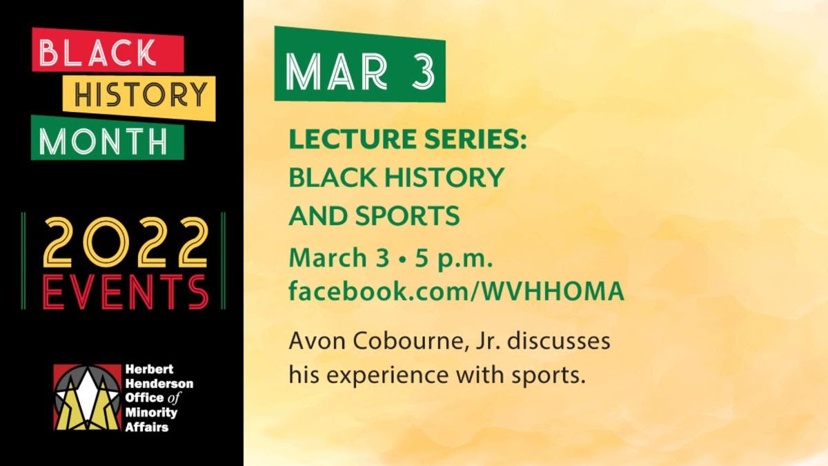 Graphic Showing Details of Avon Cobourne, Jr. Black History Month Lecture