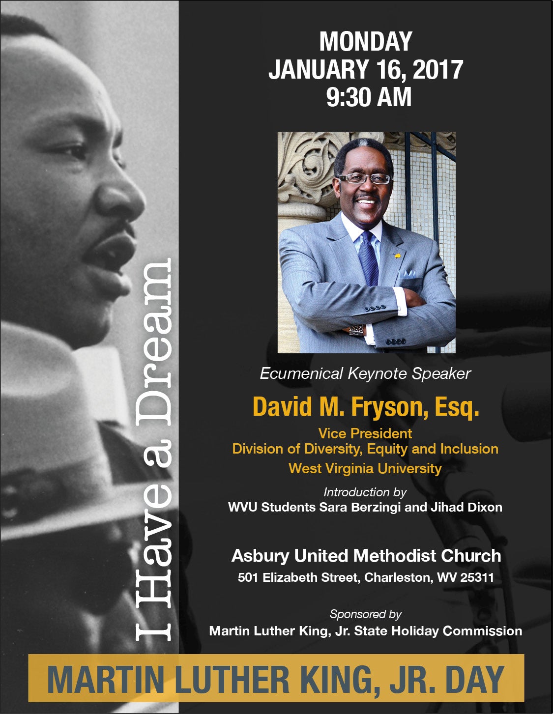 Flyer Depicting MLK, Jr. and Keynote Speaker David M. Fryson