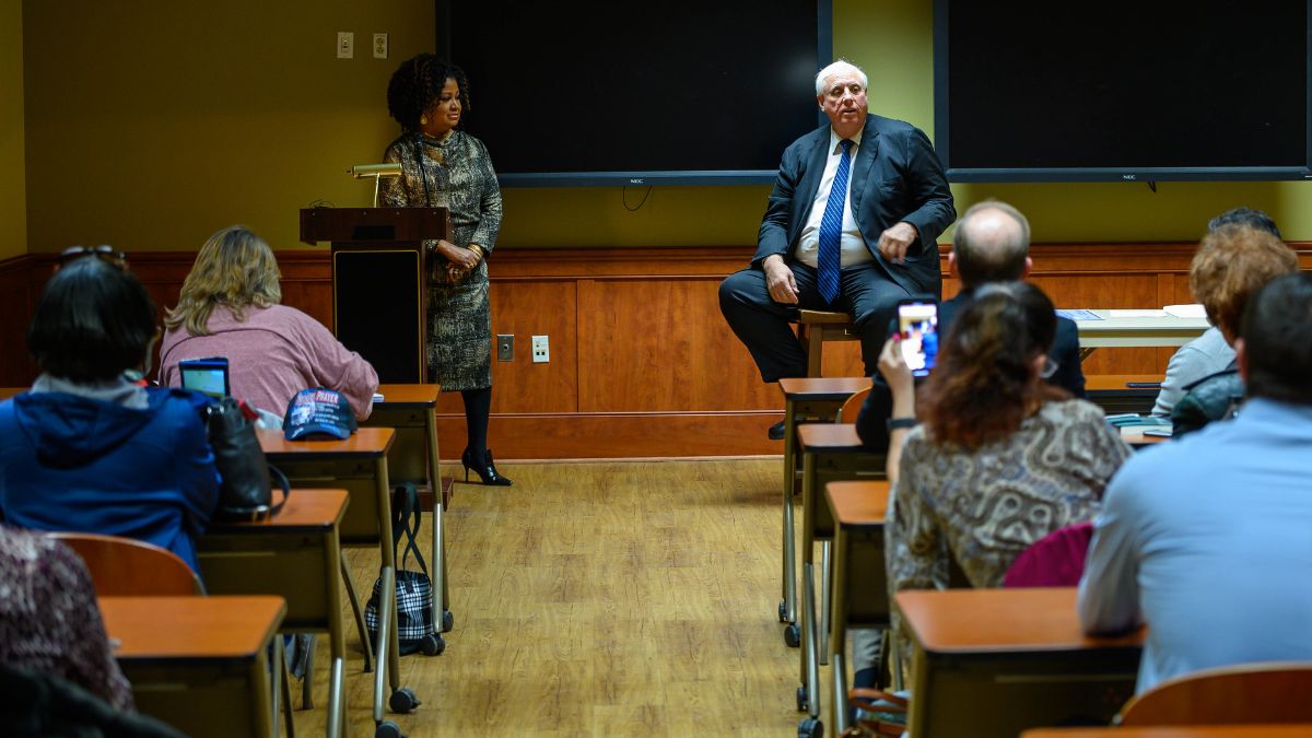 Executive Director Jill Upson and Governor Jim Justice Awarding BRIDGE Grants in the Eastern Panhandle