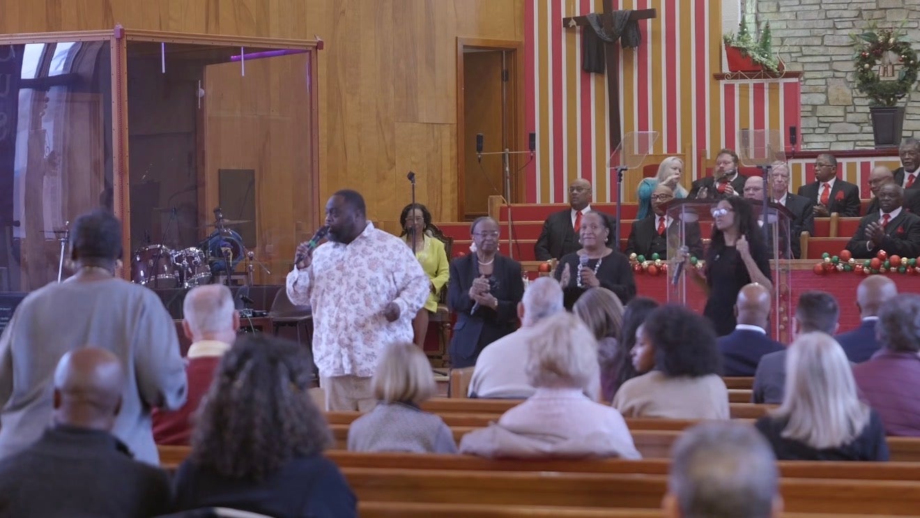 Church Choir and Audience in Pews 